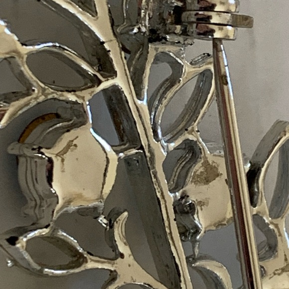 Vintage Signed CORO Aurora Borealis Blue Rhinestone Brooch and Earrings Set - Picture 11 of 13